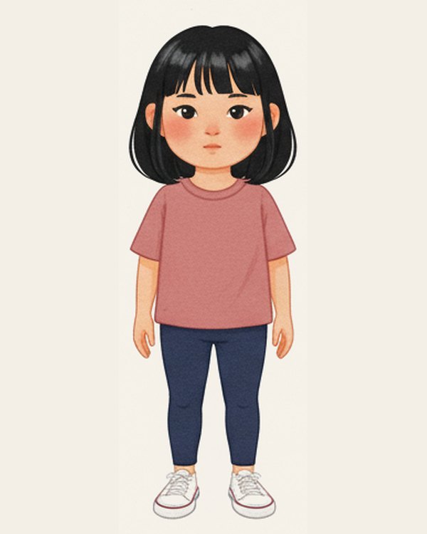 Mei, an Inkwren Studio character — East Asian, chin-length black bob with bangs