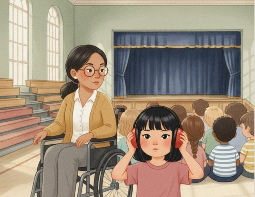 Cover of the Inkwren Studio social story “A School Assembly”