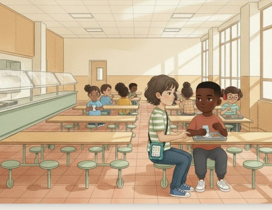 Cover of the Inkwren Studio social story “Eating Lunch in the Cafeteria”