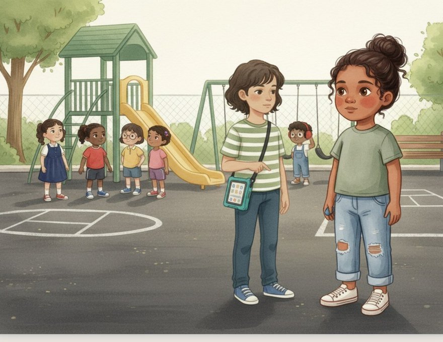 Cover of the Inkwren Studio social story “Recess on the Playground”