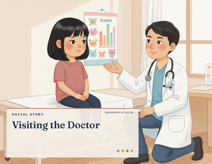 Cover of the Inkwren Studio social story “Visiting the Doctor”
